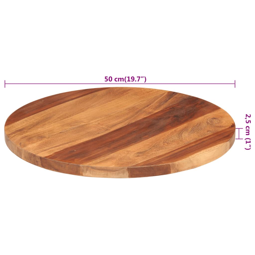 Tafelblad rond 25-27 mm 50 cm massief acaciahout is nu te koop bij PeponiXL, paradijselijk wonen!