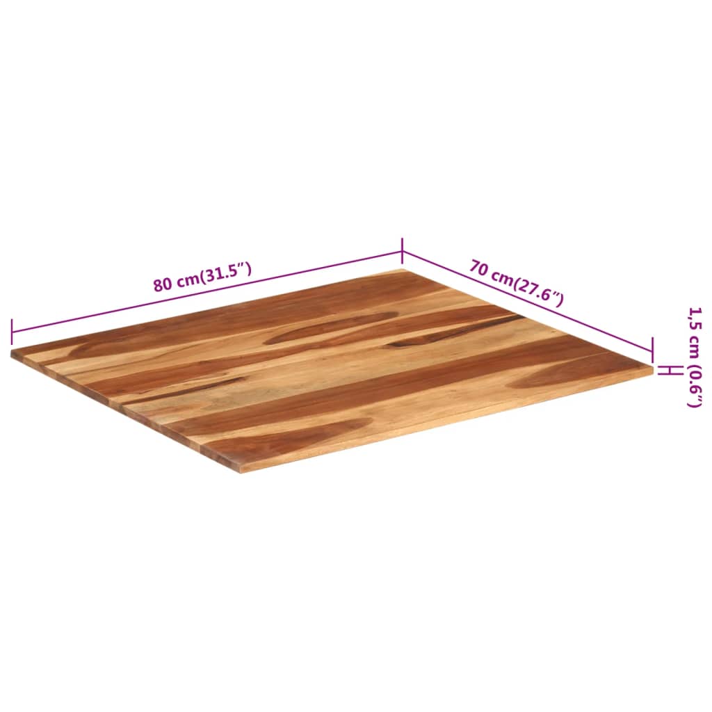 Tafelblad 15-16 mm 70x80 cm massief acaciahout is nu te koop bij PeponiXL, paradijselijk wonen!
