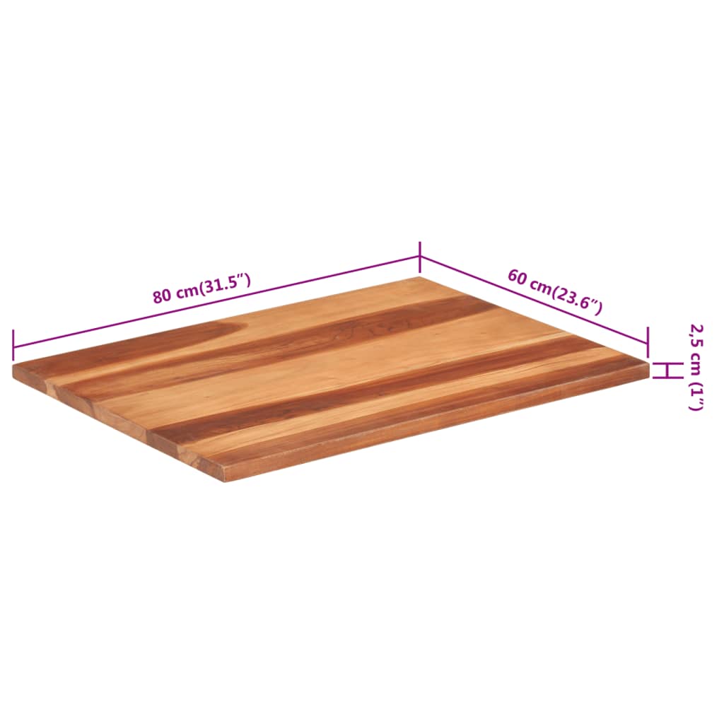 Tafelblad 25-27 mm 60x80 cm massief acaciahout is nu te koop bij PeponiXL, paradijselijk wonen!