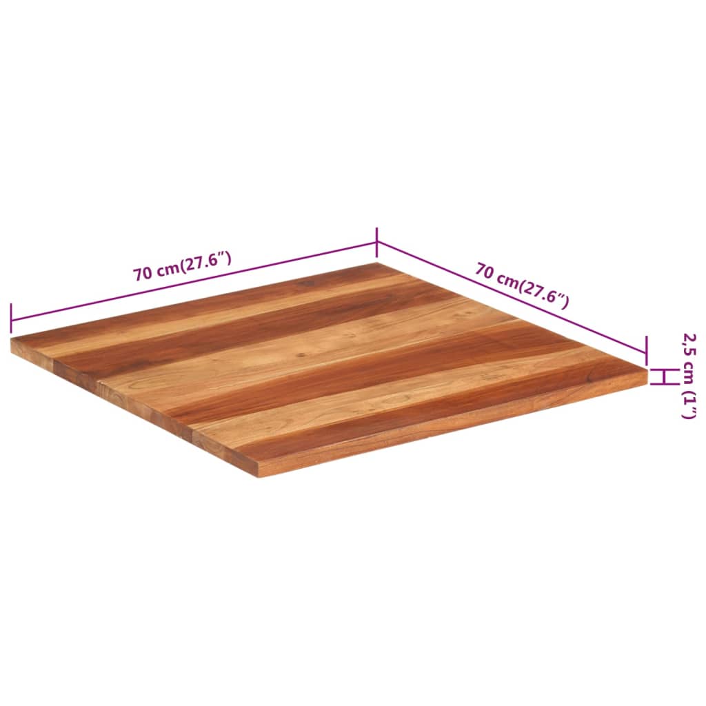 Tafelblad 25-27 mm 70x70 cm massief acaciahout is nu te koop bij PeponiXL, paradijselijk wonen!