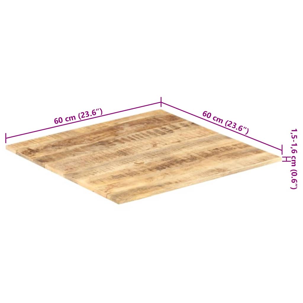 Tafelblad 15-16 mm 60x60 cm massief mangohout is nu te koop bij PeponiXL, paradijselijk wonen!