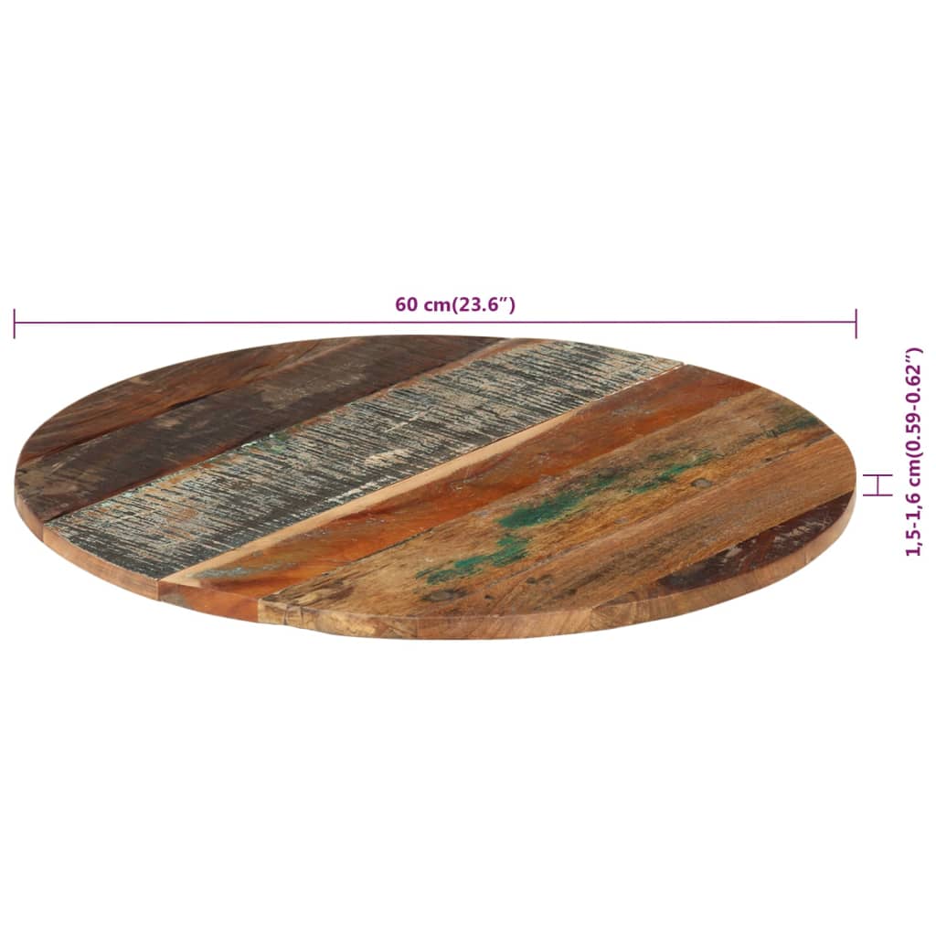 Tafelblad rond 15-16 mm 60 cm massief gerecycled hout is nu te koop bij PeponiXL, paradijselijk wonen!