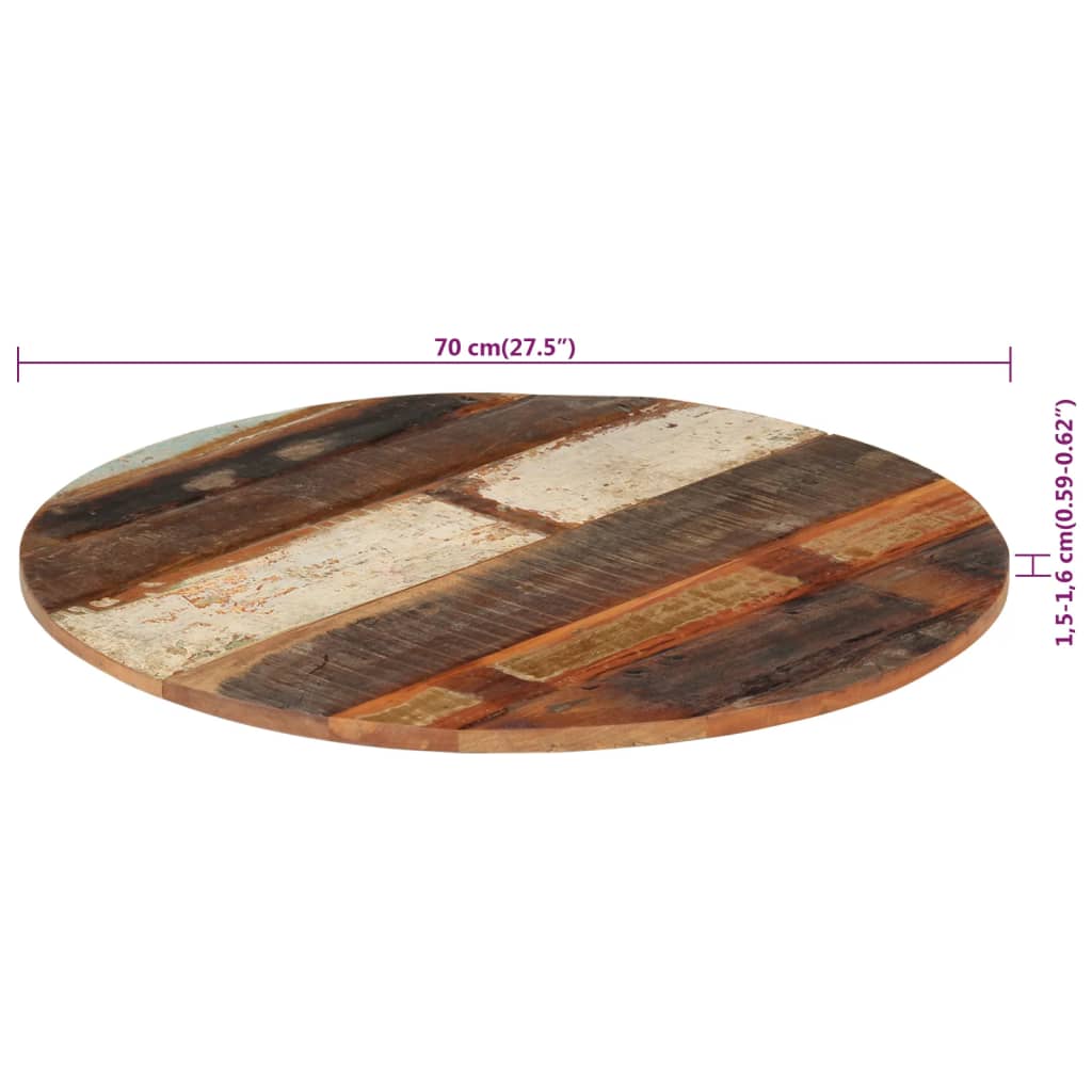 Tafelblad rond 15-16 mm 70 cm massief gerecycled hout is nu te koop bij PeponiXL, paradijselijk wonen!