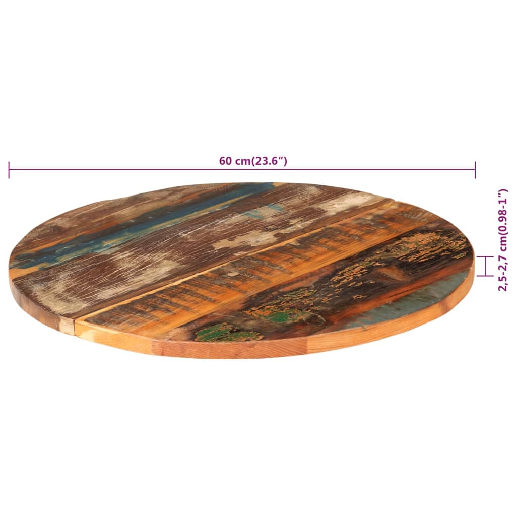 Tafelblad rond 25-27 mm 60 cm massief gerecycled hout is nu te koop bij PeponiXL, paradijselijk wonen!