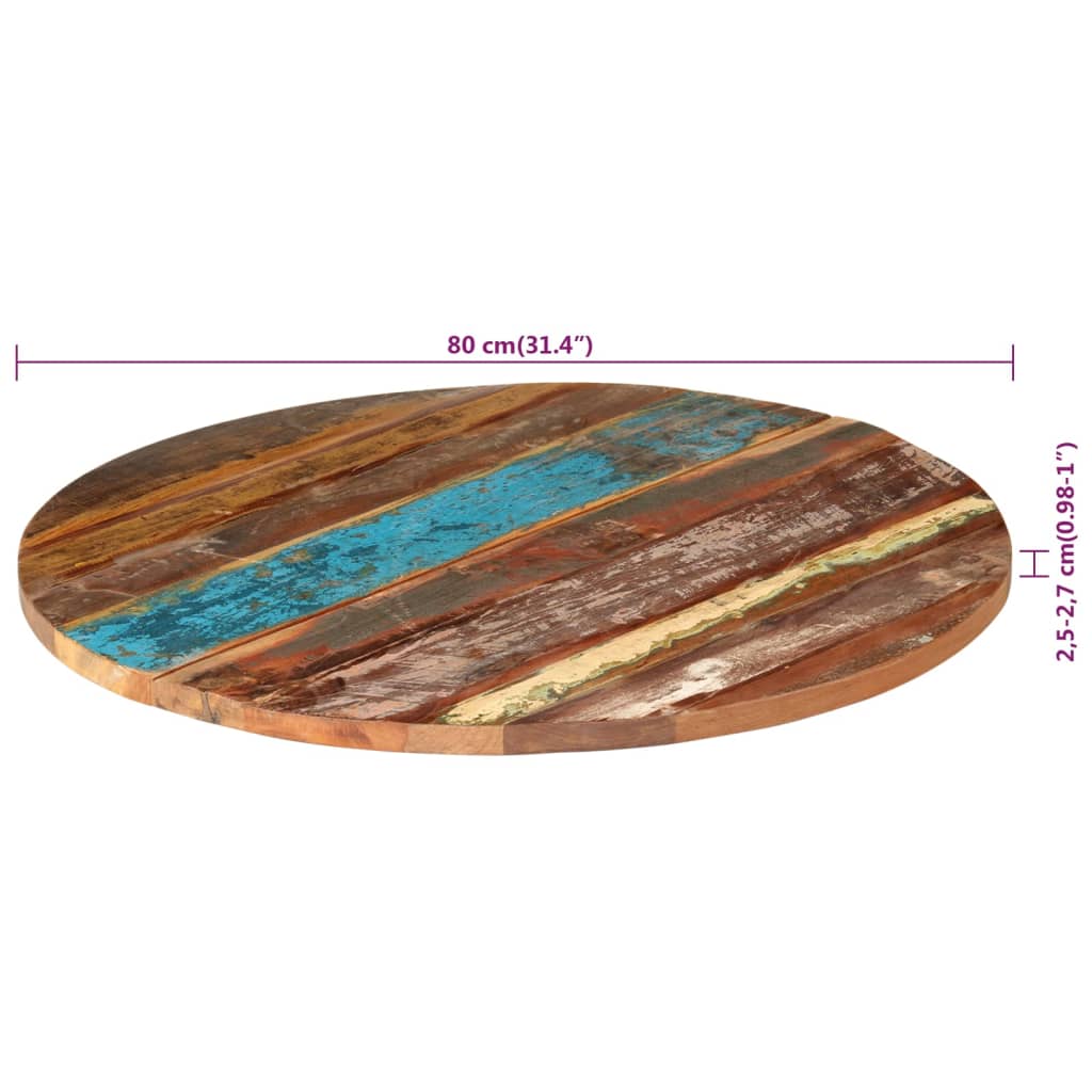 Tafelblad rond 25-27 mm 80 cm massief gerecycled hout is nu te koop bij PeponiXL, paradijselijk wonen!