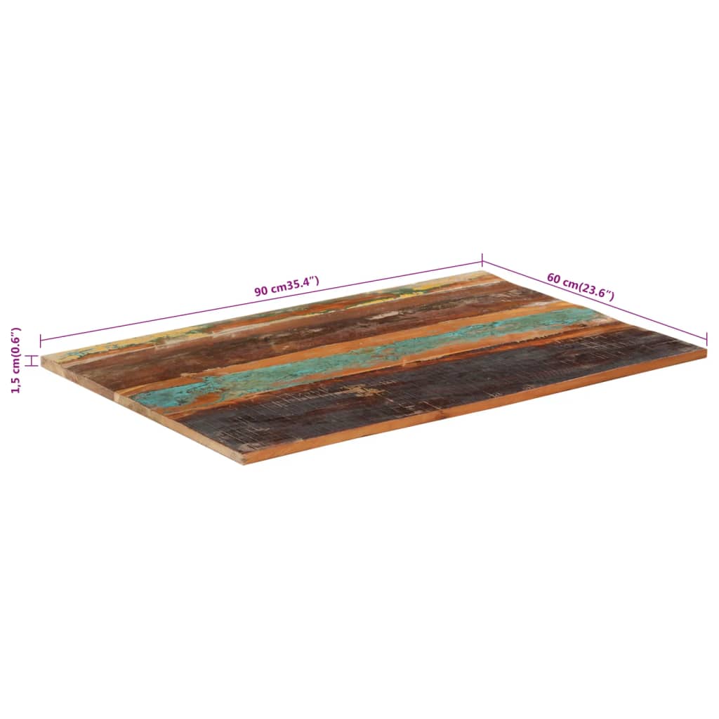 Tafelblad rechthoekig 15-16 mm 60x90 cm massief gerecycled hout is nu te koop bij PeponiXL, paradijselijk wonen!