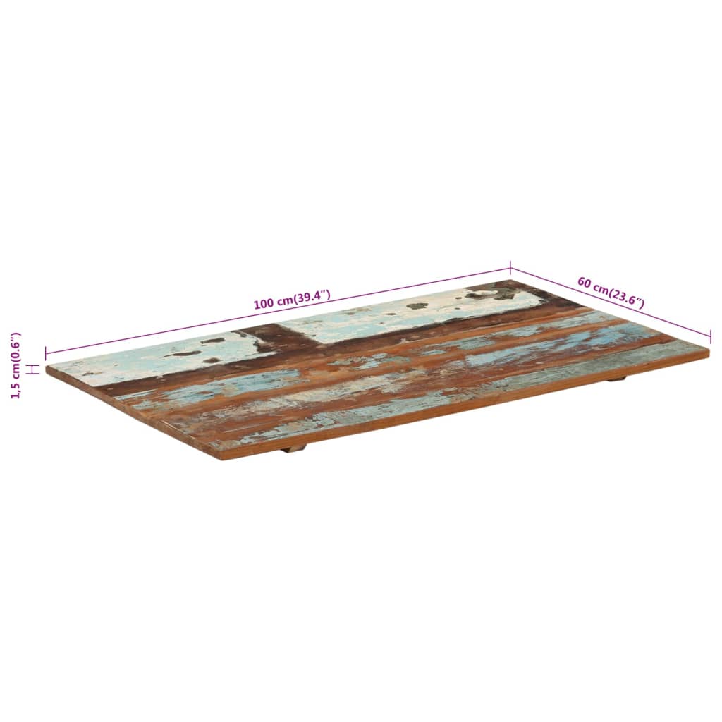 Tafelblad rechthoekig 15-16 mm 60x100cm massief gerecycled hout is nu te koop bij PeponiXL, paradijselijk wonen!
