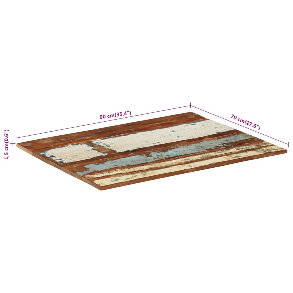 Tafelblad rechthoekig 15-16 mm 70x90 cm massief gerecycled hout is nu te koop bij PeponiXL, paradijselijk wonen!