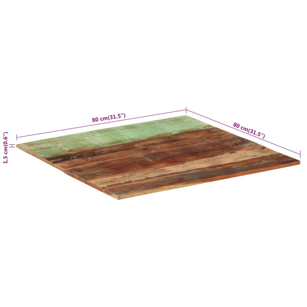 Tafelblad vierkant 15-16 mm 80x80 cm massief gerecycled hout is nu te koop bij PeponiXL, paradijselijk wonen!