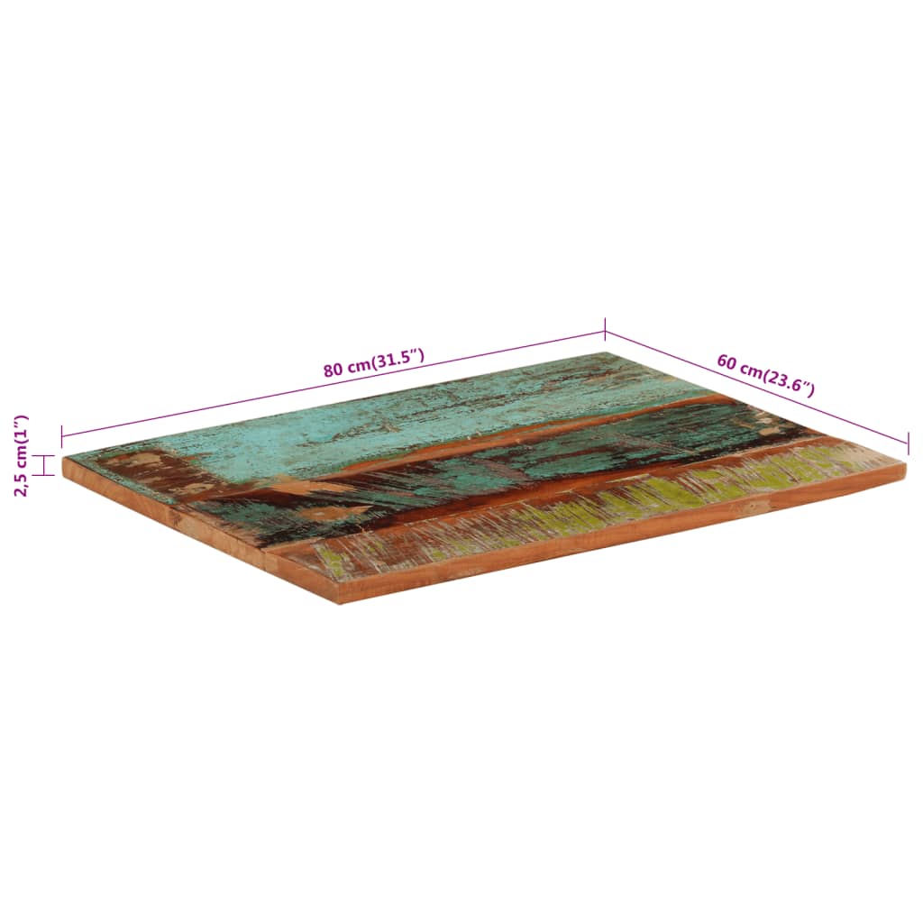 Tafelblad rechthoekig 25-27 mm 60x80 cm massief gerecycled hout is nu te koop bij PeponiXL, paradijselijk wonen!