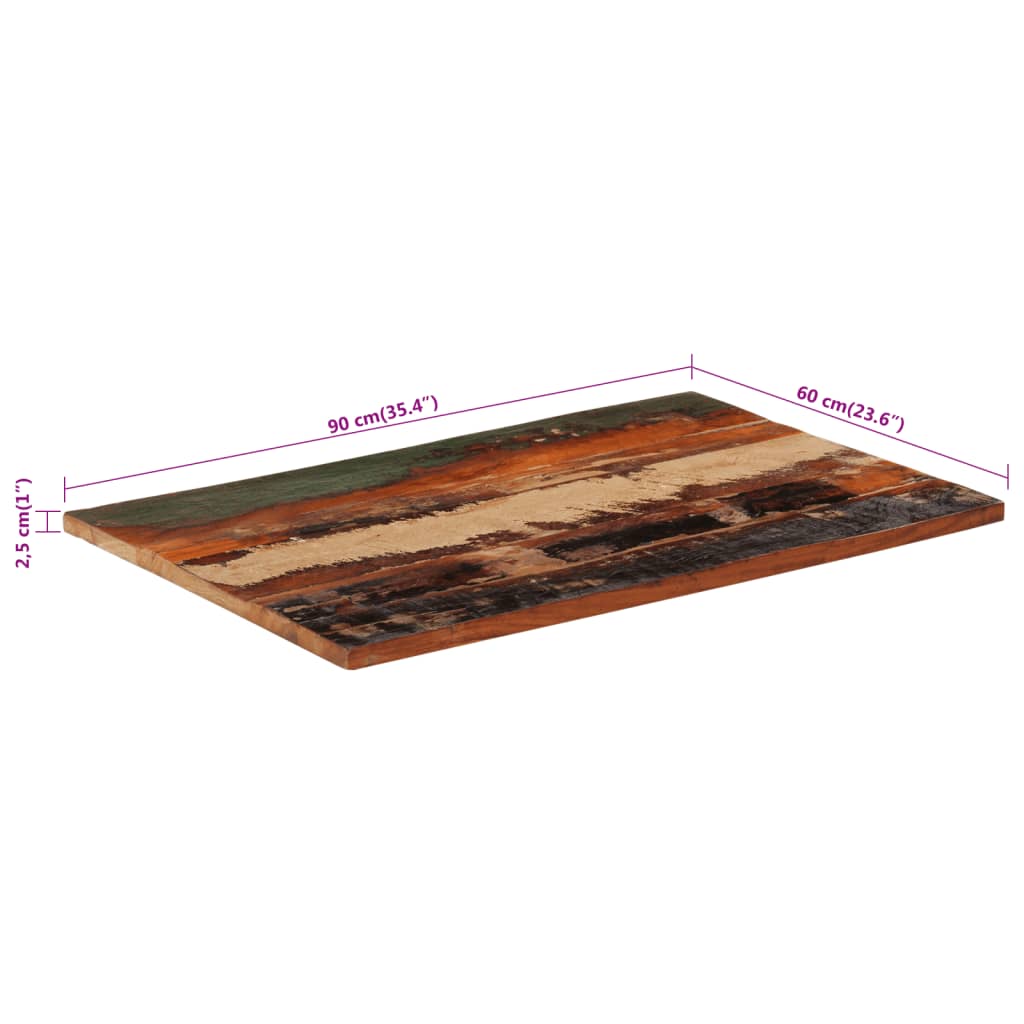 Tafelblad rechthoekig 25-27 mm 60x90 cm massief gerecycled hout is nu te koop bij PeponiXL, paradijselijk wonen!