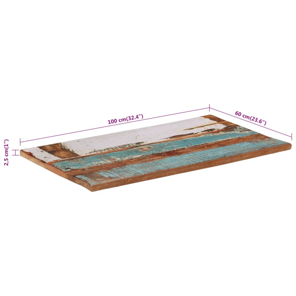 Tafelblad rechthoekig 25-27 mm 60x100cm massief gerecycled hout is nu te koop bij PeponiXL, paradijselijk wonen!