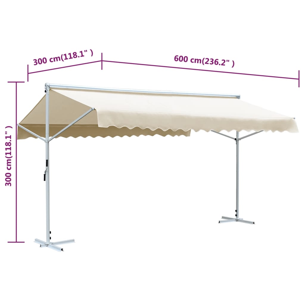 Luifel vrijstaand 600x300 cm crème is nu te koop bij PeponiXL, paradijselijk wonen!