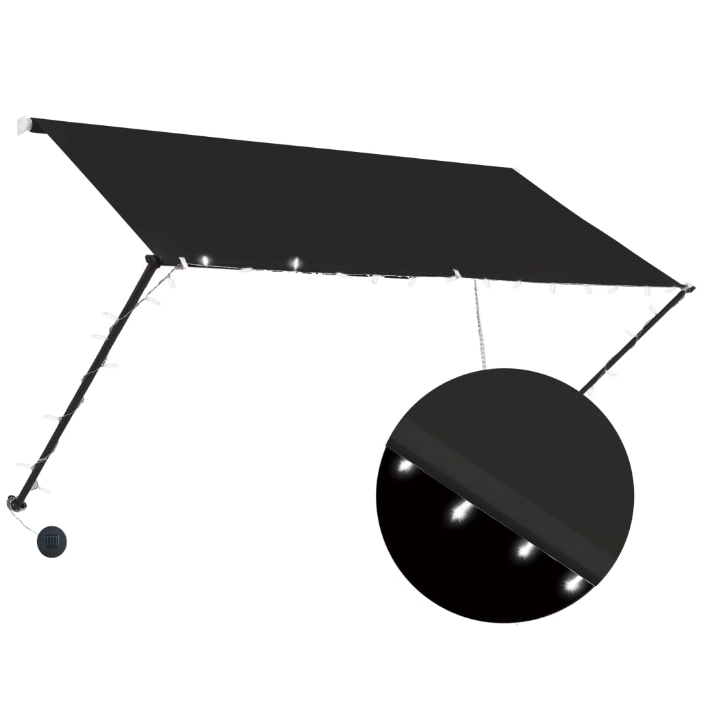 Luifel uittrekbaar met LED 250x150 cm antraciet is nu te koop bij PeponiXL, paradijselijk wonen!