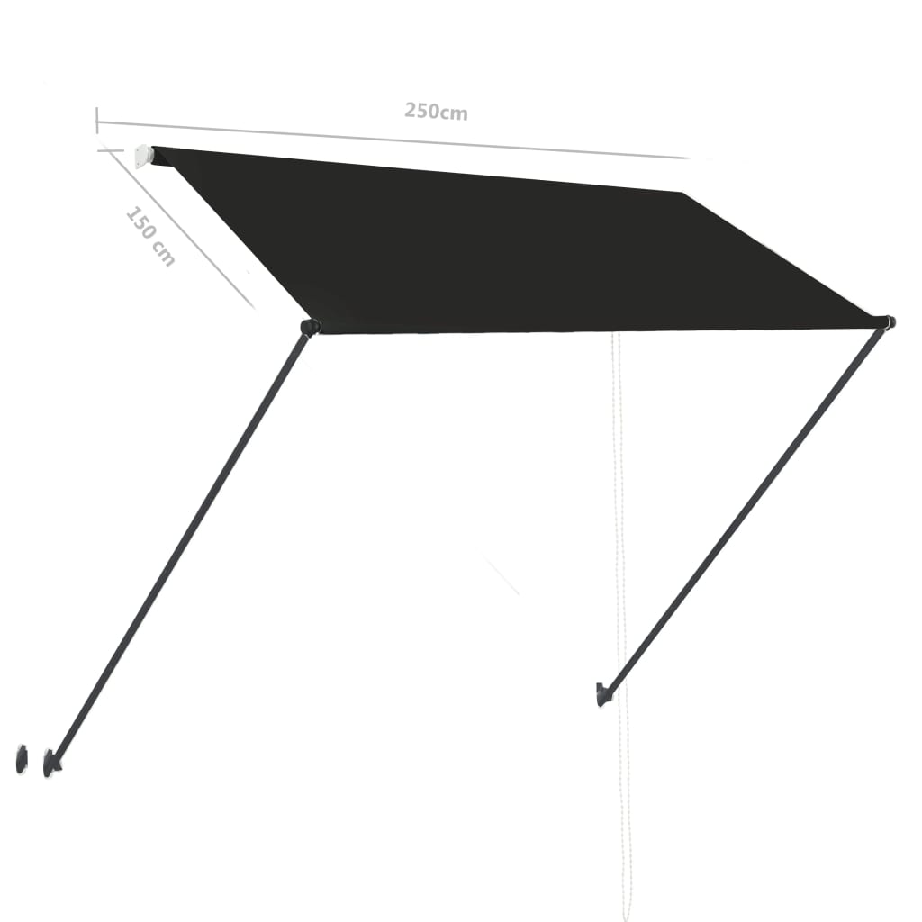 Luifel uittrekbaar met LED 250x150 cm antraciet is nu te koop bij PeponiXL, paradijselijk wonen!