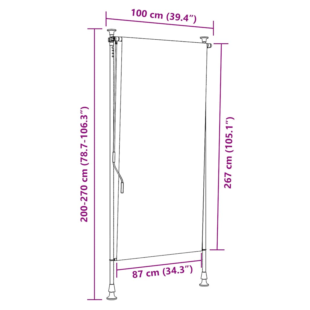 Rolgordijn voor buiten 100x270 cm antraciet is nu te koop bij PeponiXL, paradijselijk wonen!