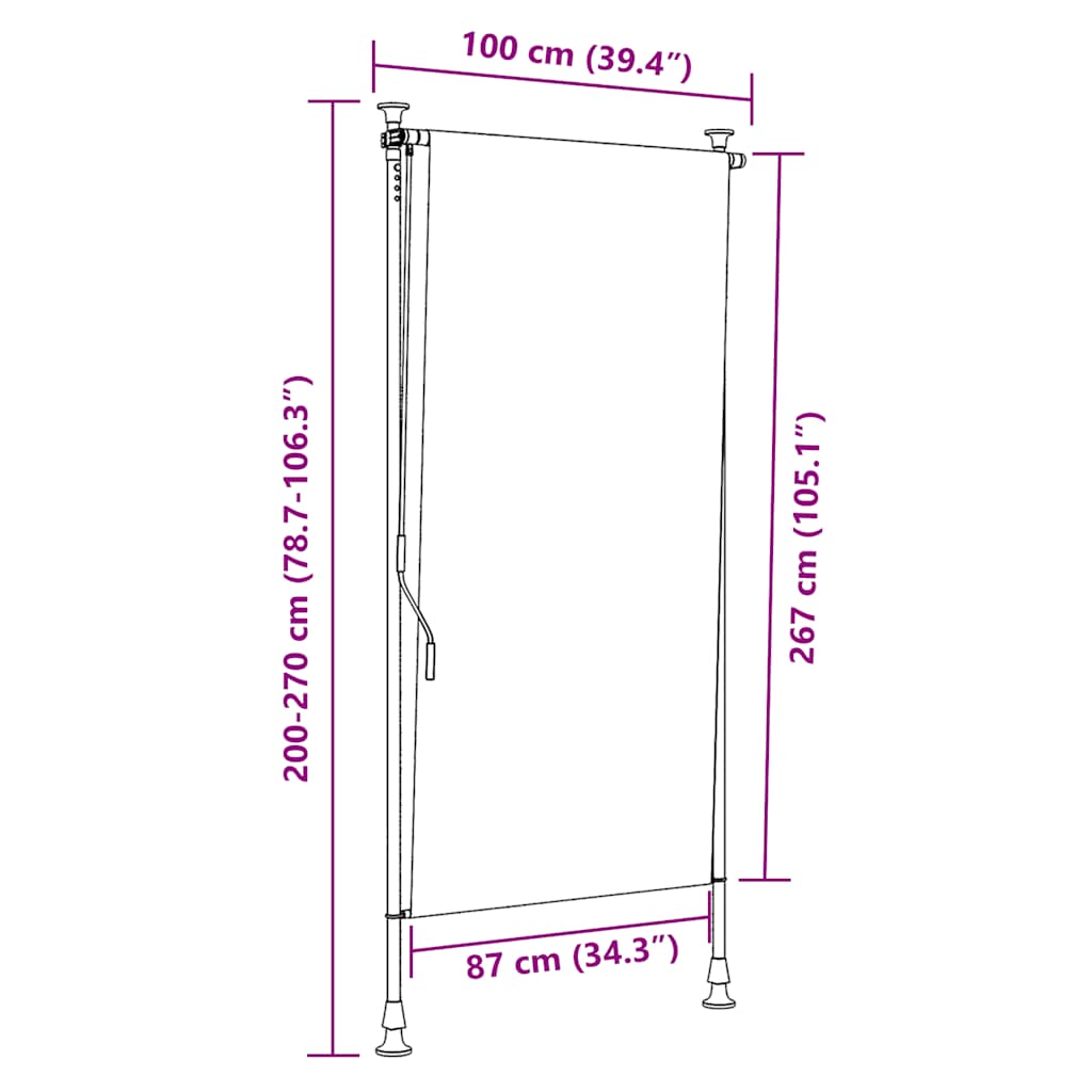 Rolgordijn voor buiten 100x270 cm crème is nu te koop bij PeponiXL, paradijselijk wonen!