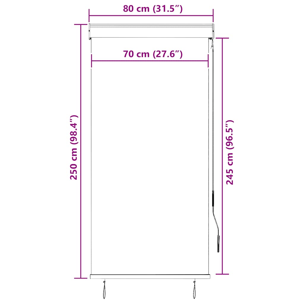 Rolgordijn voor buiten 80x250 cm wit en oranje is nu te koop bij PeponiXL, paradijselijk wonen!