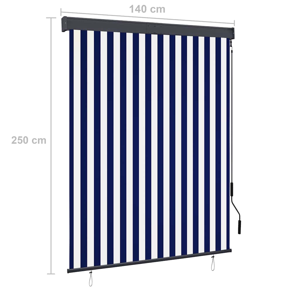 Rolgordijn voor buiten 140x250 cm blauw en wit is nu te koop bij PeponiXL, paradijselijk wonen!