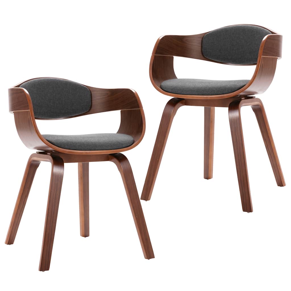 Eetkamerstoelen 2 st gebogen hout en stof grijs is nu te koop bij PeponiXL, paradijselijk wonen!