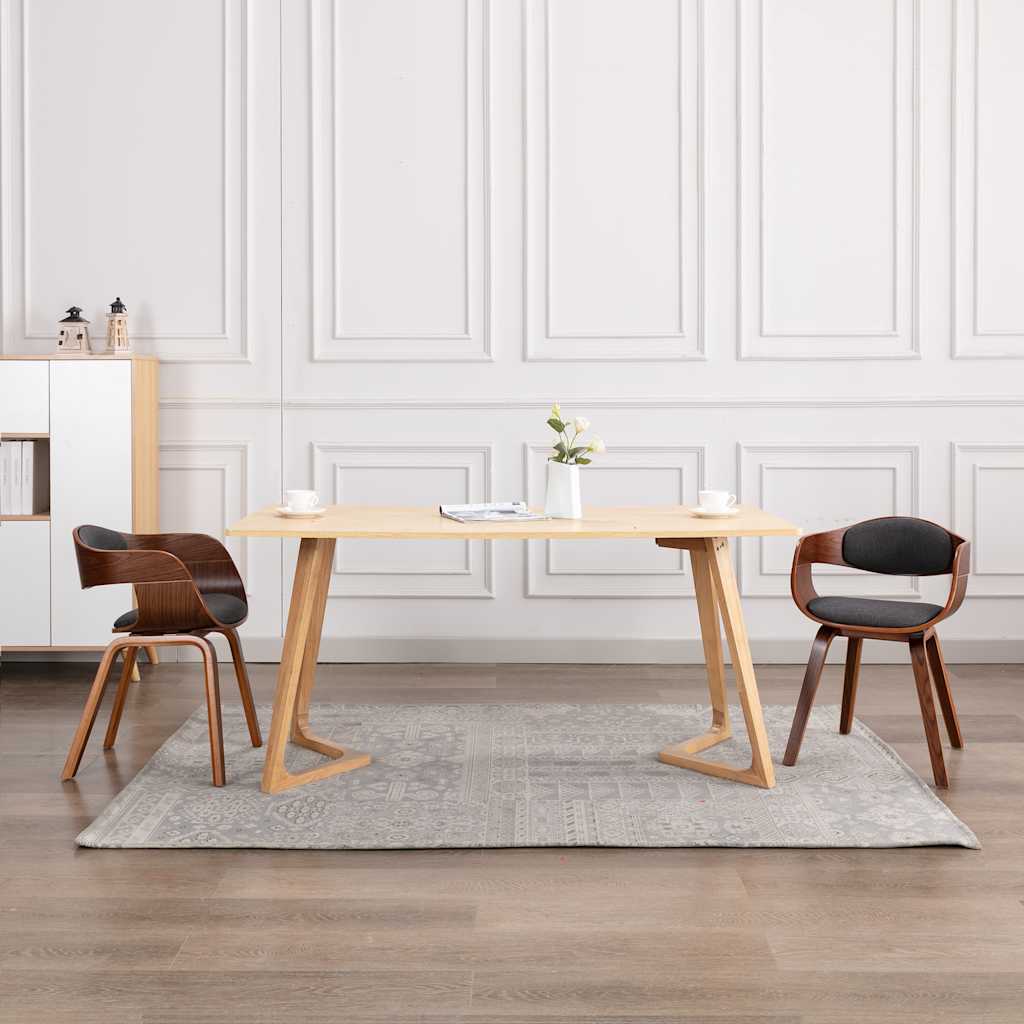 Eetkamerstoelen 2 st gebogen hout en stof grijs is nu te koop bij PeponiXL, paradijselijk wonen!