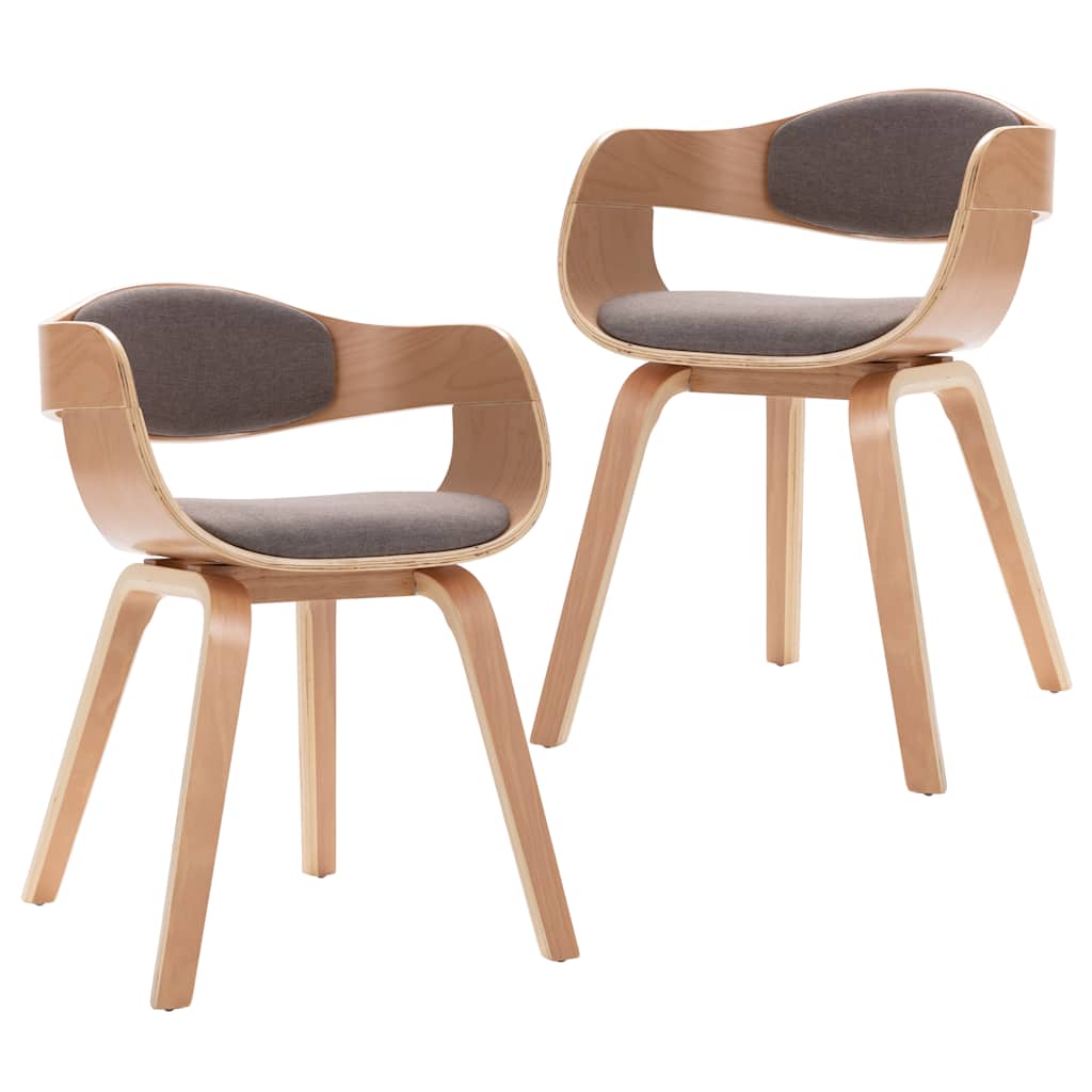 Eetkamerstoelen 2 st gebogen hout en stof taupe is nu te koop bij PeponiXL, paradijselijk wonen!