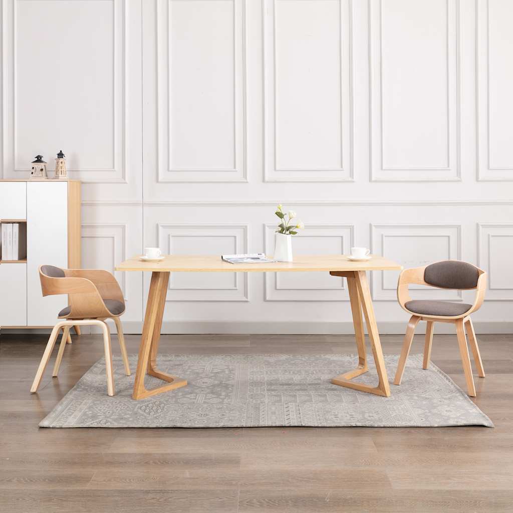Eetkamerstoelen 2 st gebogen hout en stof taupe is nu te koop bij PeponiXL, paradijselijk wonen!