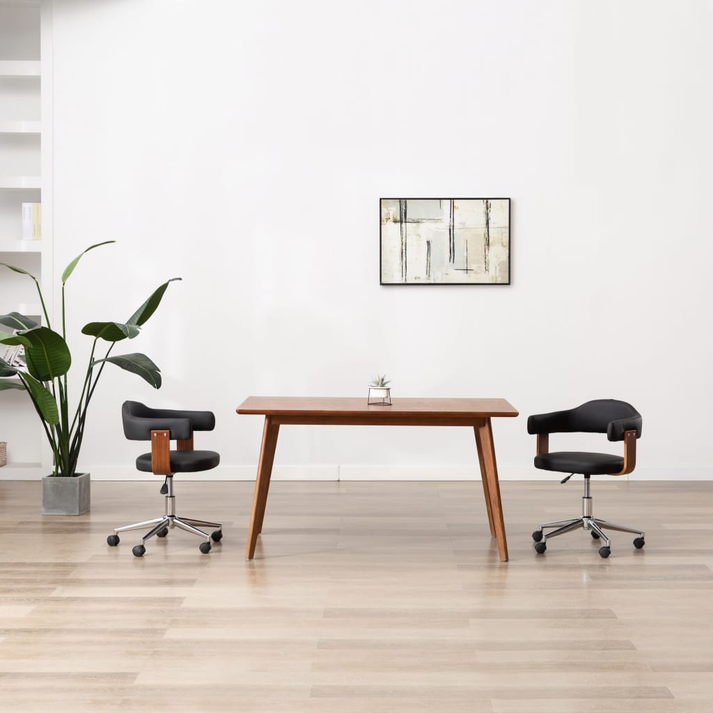 Eetkamerstoel draaibaar gebogen hout en kunstleer zwart is nu te koop bij PeponiXL, paradijselijk wonen!