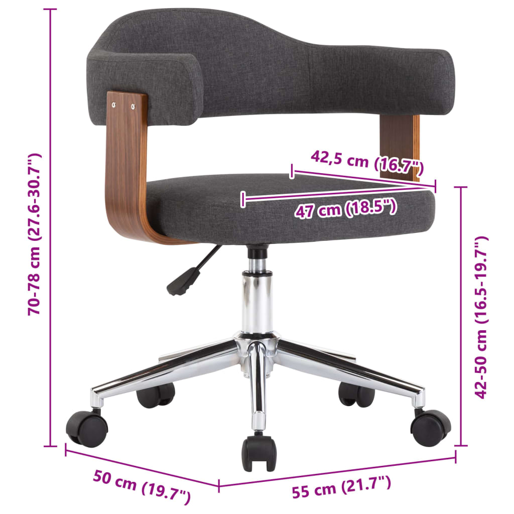 Eetkamerstoel draaibaar gebogen hout en stof grijs is nu te koop bij PeponiXL, paradijselijk wonen!