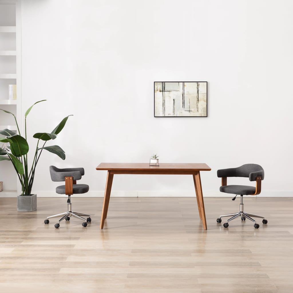 Eetkamerstoel draaibaar gebogen hout en stof grijs is nu te koop bij PeponiXL, paradijselijk wonen!