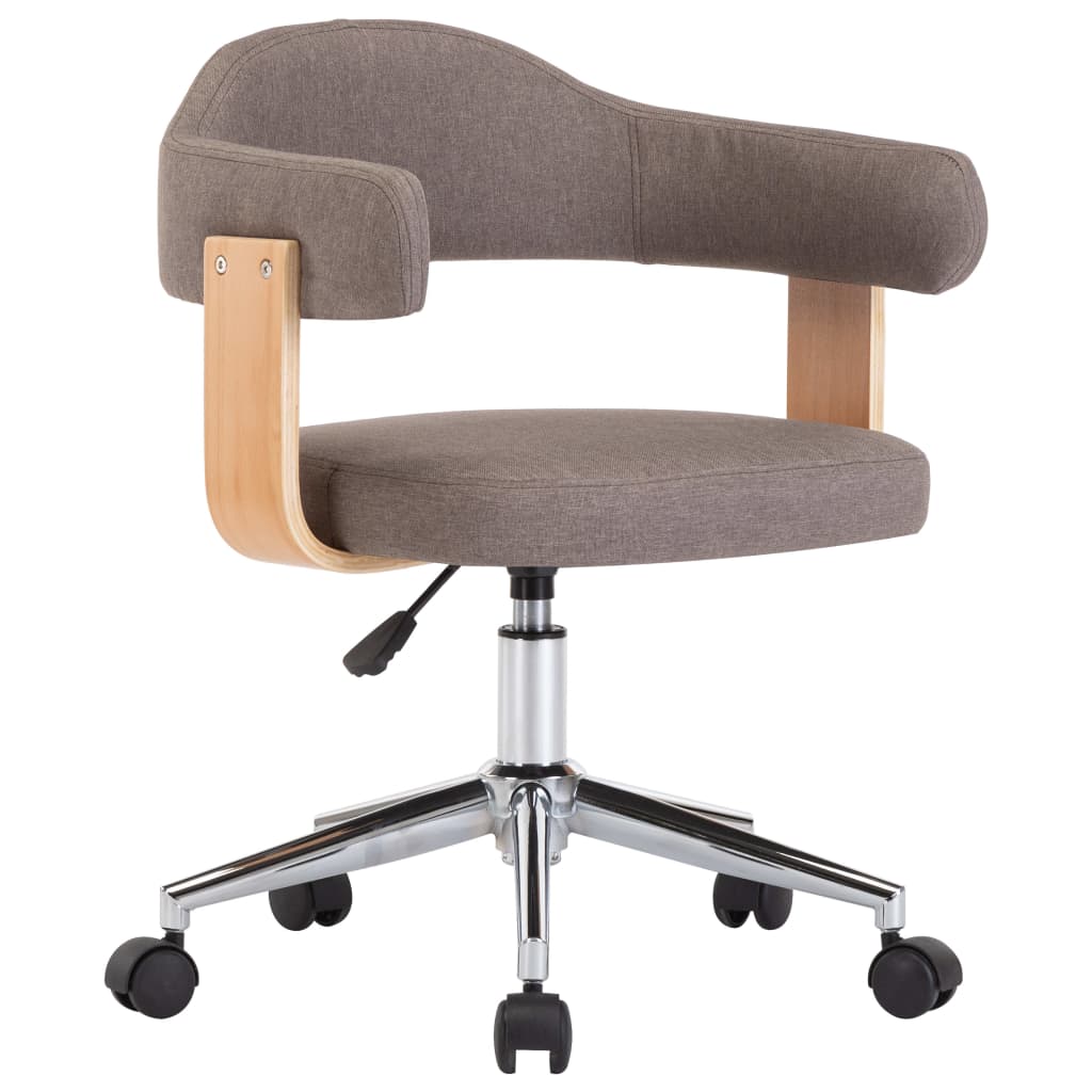 Eetkamerstoel draaibaar gebogen hout en stof taupe is nu te koop bij PeponiXL, paradijselijk wonen!