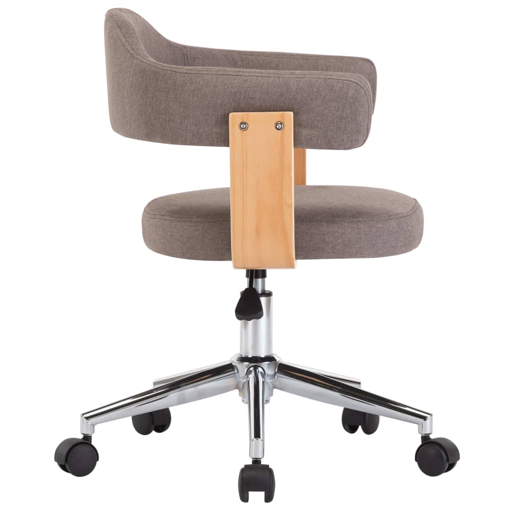 Eetkamerstoel draaibaar gebogen hout en stof taupe is nu te koop bij PeponiXL, paradijselijk wonen!