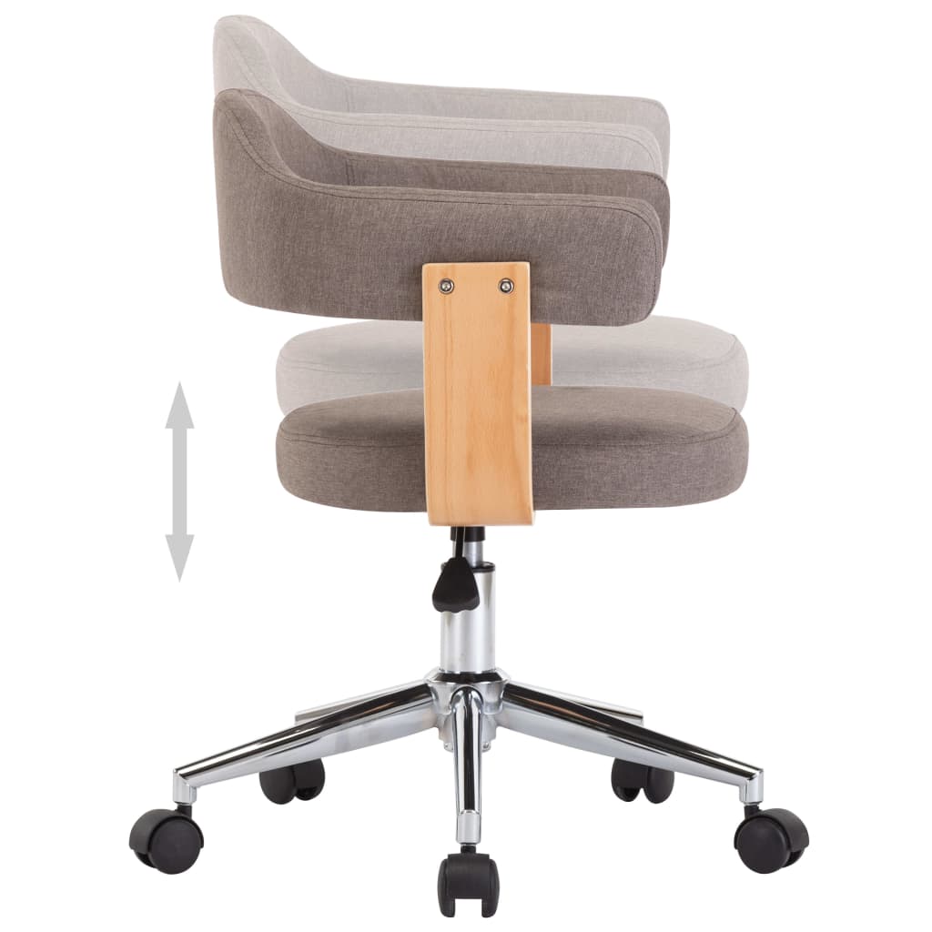 Eetkamerstoel draaibaar gebogen hout en stof taupe is nu te koop bij PeponiXL, paradijselijk wonen!