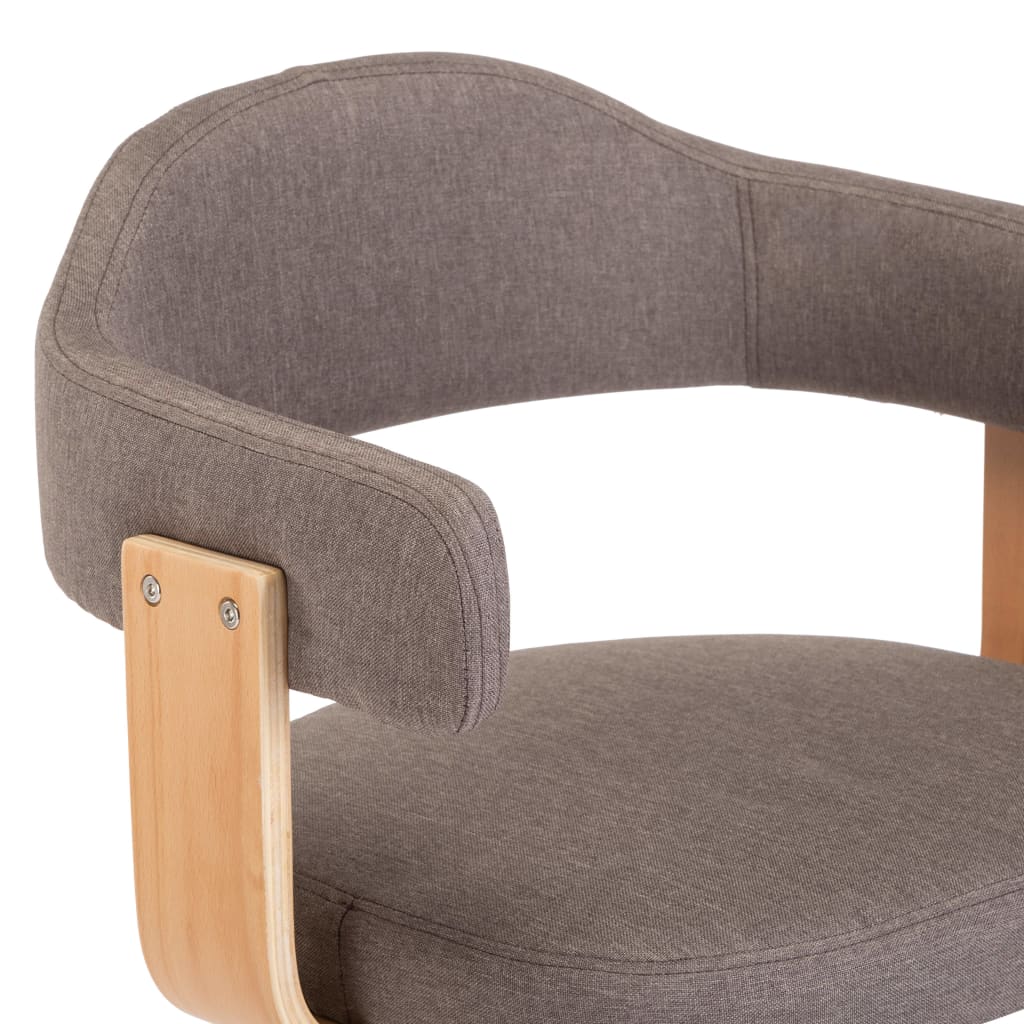 Eetkamerstoel draaibaar gebogen hout en stof taupe is nu te koop bij PeponiXL, paradijselijk wonen!