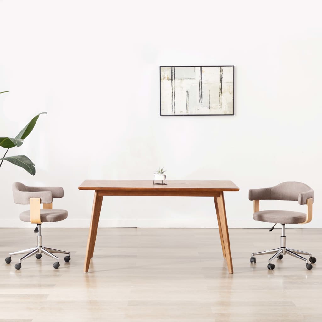 Eetkamerstoel draaibaar gebogen hout en stof taupe is nu te koop bij PeponiXL, paradijselijk wonen!