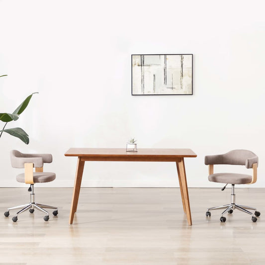 Eetkamerstoel draaibaar gebogen hout en stof taupe is nu te koop bij PeponiXL, paradijselijk wonen!
