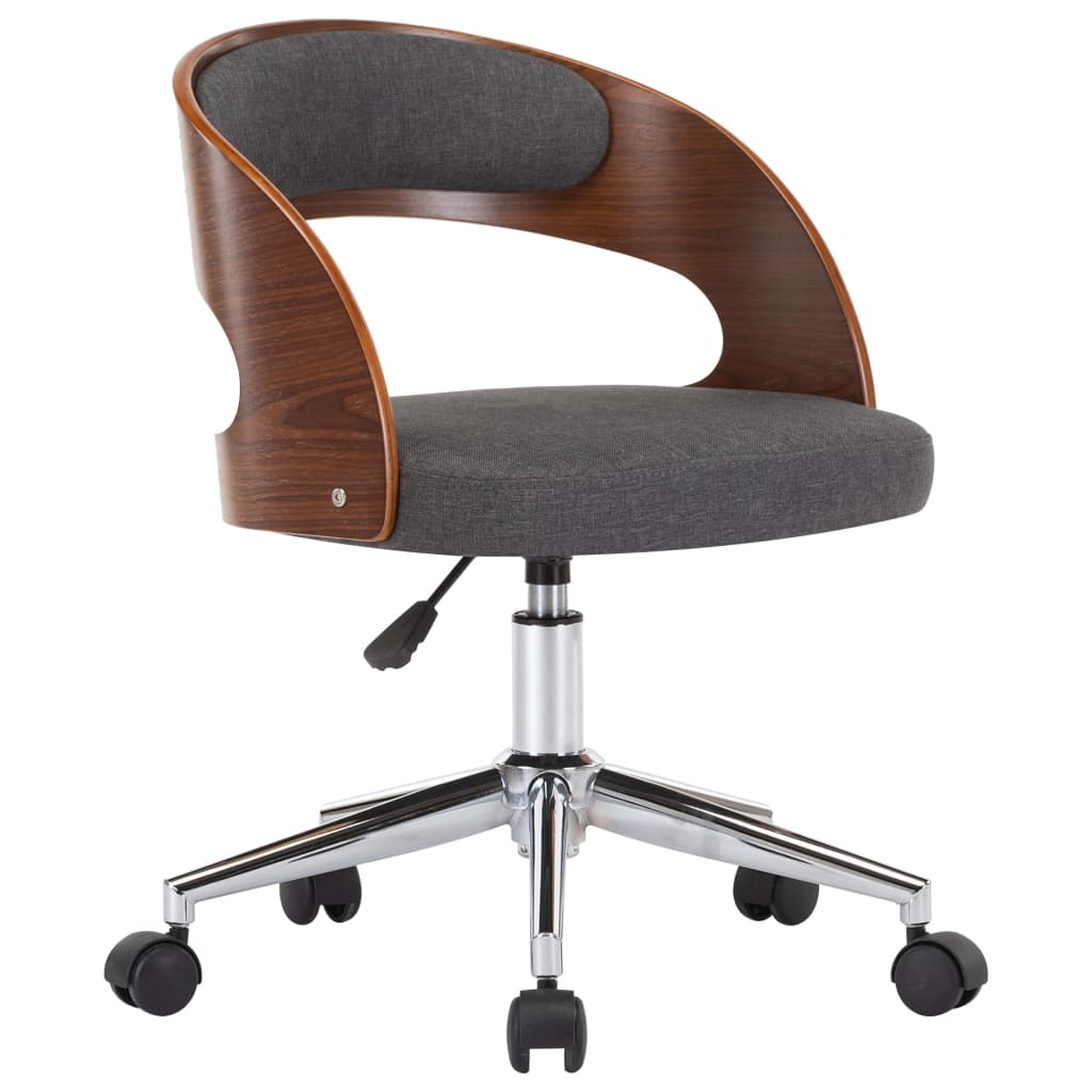 Eetkamerstoel draaibaar gebogen hout en stof grijs is nu te koop bij PeponiXL, paradijselijk wonen!