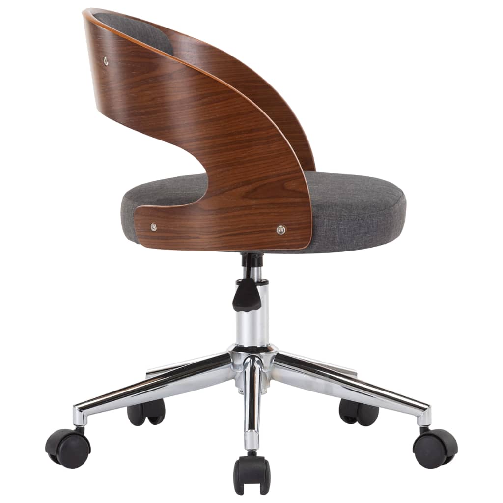 Eetkamerstoel draaibaar gebogen hout en stof grijs is nu te koop bij PeponiXL, paradijselijk wonen!