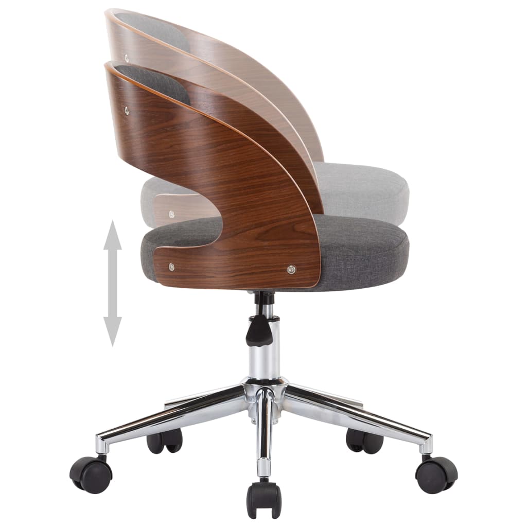 Eetkamerstoel draaibaar gebogen hout en stof grijs is nu te koop bij PeponiXL, paradijselijk wonen!