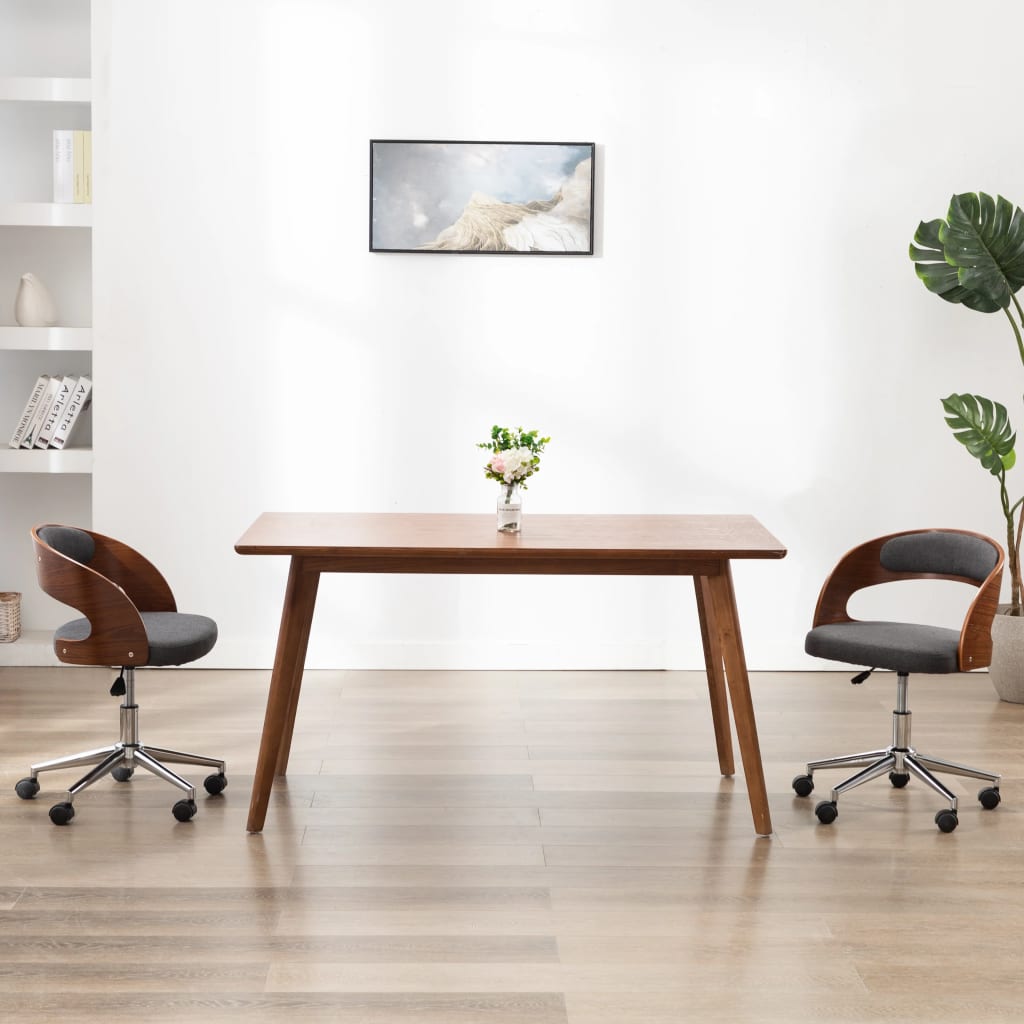 Eetkamerstoel draaibaar gebogen hout en stof grijs is nu te koop bij PeponiXL, paradijselijk wonen!