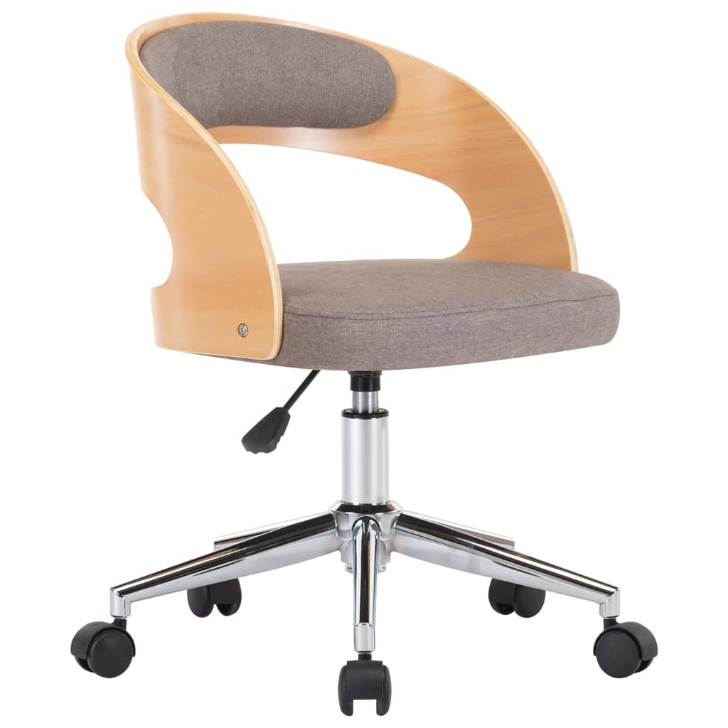 Eetkamerstoel draaibaar gebogen hout en stof taupe is nu te koop bij PeponiXL, paradijselijk wonen!