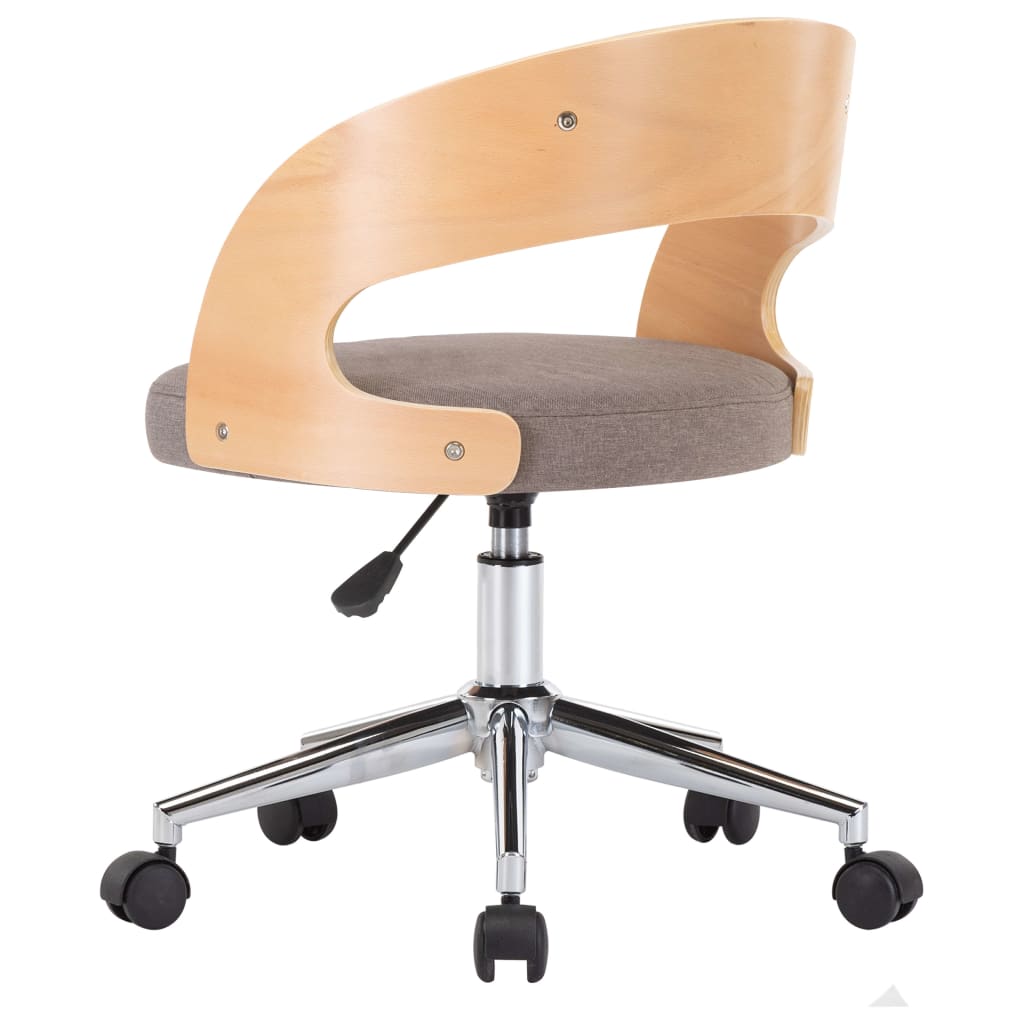 Eetkamerstoel draaibaar gebogen hout en stof taupe is nu te koop bij PeponiXL, paradijselijk wonen!