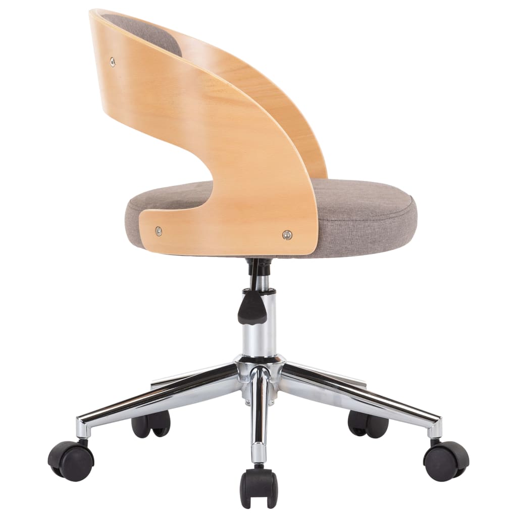 Eetkamerstoel draaibaar gebogen hout en stof taupe is nu te koop bij PeponiXL, paradijselijk wonen!