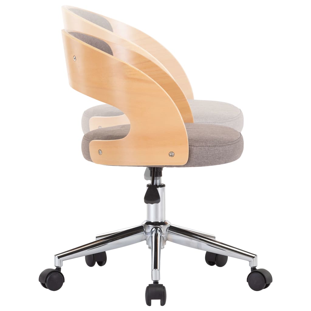Eetkamerstoel draaibaar gebogen hout en stof taupe is nu te koop bij PeponiXL, paradijselijk wonen!