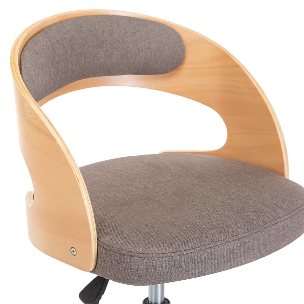 Eetkamerstoel draaibaar gebogen hout en stof taupe is nu te koop bij PeponiXL, paradijselijk wonen!
