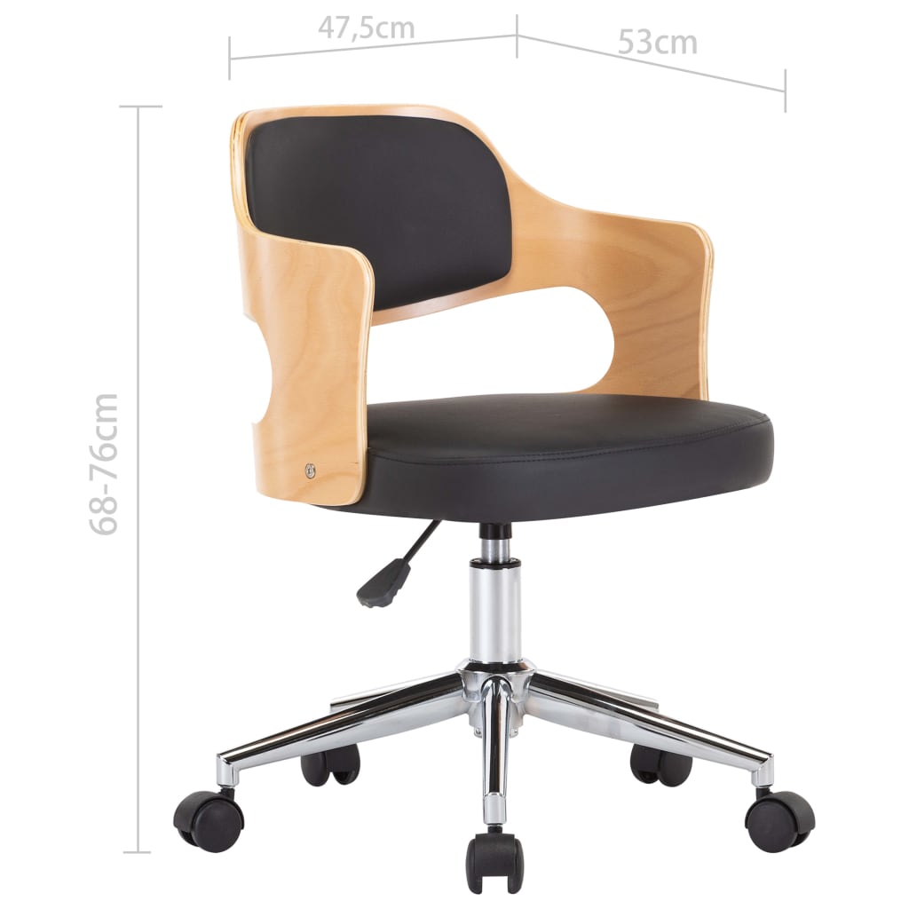 Eetkamerstoel draaibaar gebogen hout en kunstleer zwart is nu te koop bij PeponiXL, paradijselijk wonen!