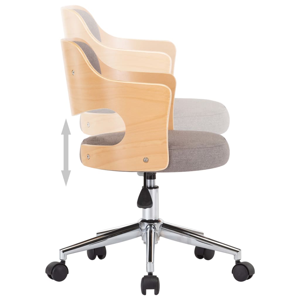 Eetkamerstoel draaibaar gebogen hout en stof taupe is nu te koop bij PeponiXL, paradijselijk wonen!