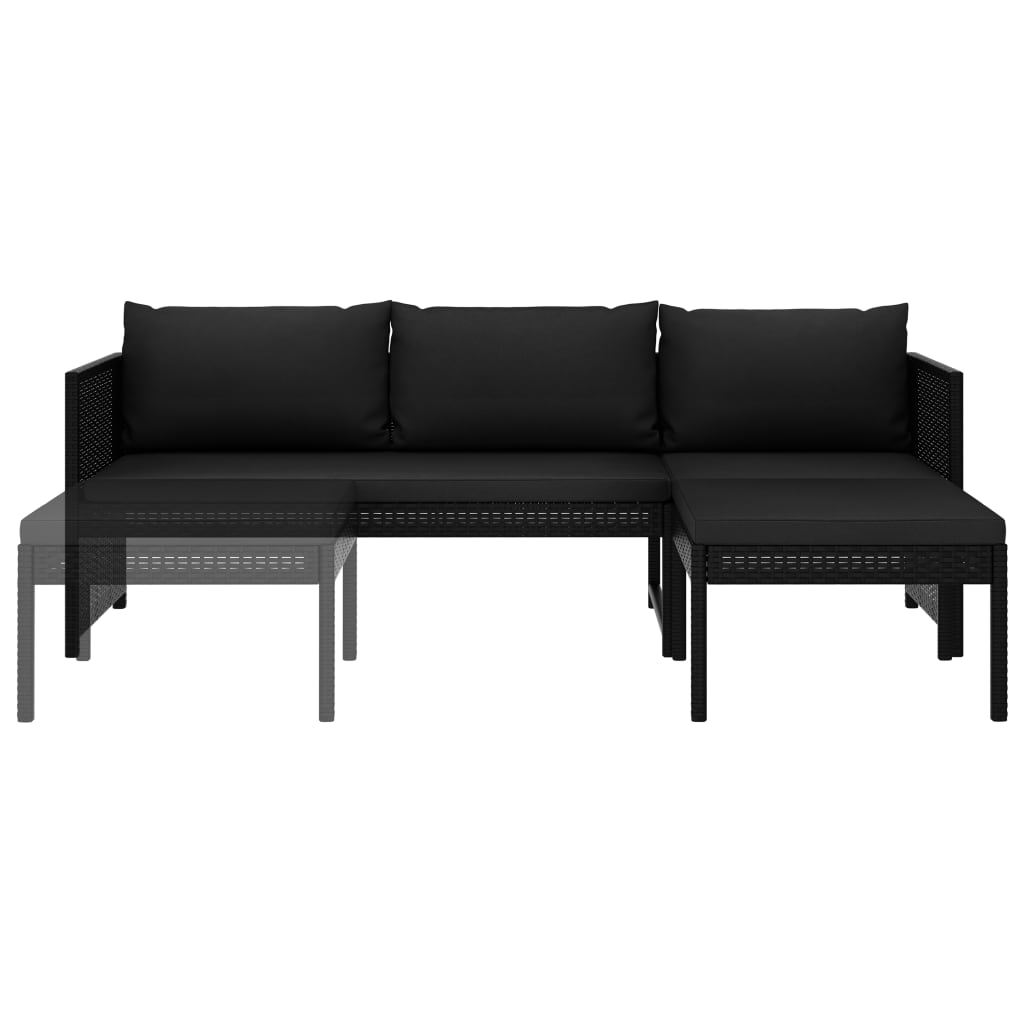 3-delige Loungeset met kussens poly rattan zwart is nu te koop bij PeponiXL, paradijselijk wonen!