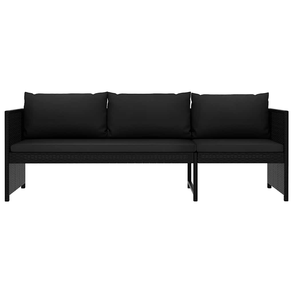 3-delige Loungeset met kussens poly rattan zwart is nu te koop bij PeponiXL, paradijselijk wonen!