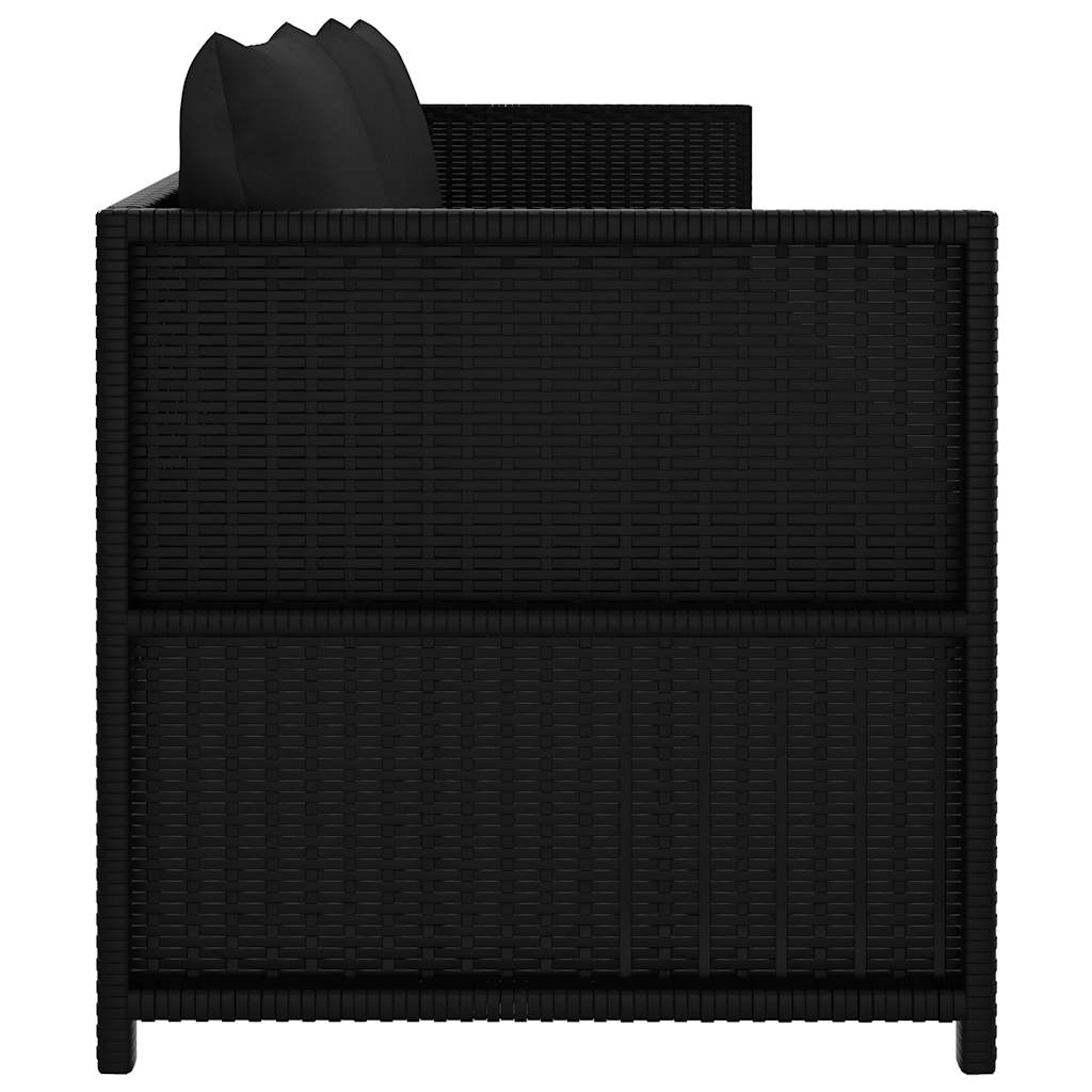 3-delige Loungeset met kussens poly rattan zwart is nu te koop bij PeponiXL, paradijselijk wonen!